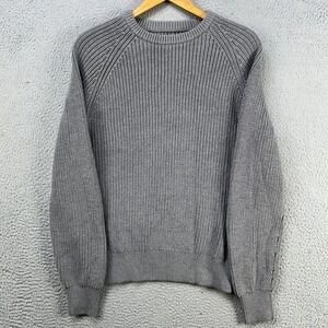 Fair Harbor Organic Cotton Blend Sweater Crewneck Mens Medium Gray Knit Pullover